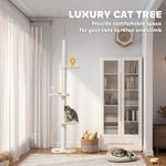 PawHut 225-255 Cm Adjustable Cat Tree With Sisal Scratching Posts, Beige