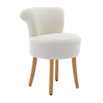 Breeins Modern Teddy Fleece Vanity Stool With Rubberwood Legs