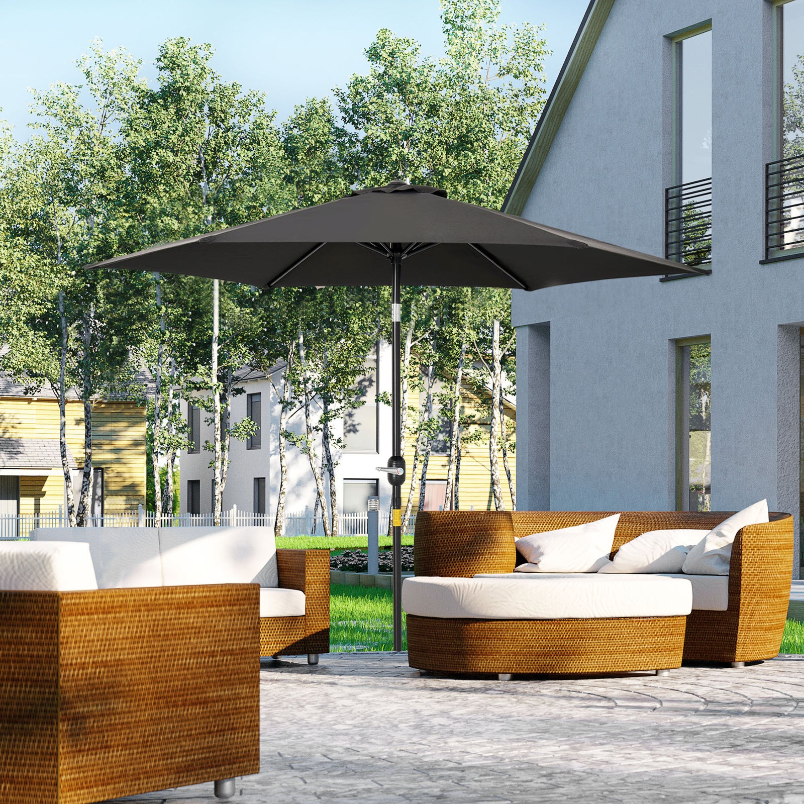 2.6m Patio Umbrella With Tilt Crank | Black