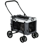 Foldable Pet Stroller W/ Detachable Carrier, Soft Padding | Gray