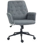 Tufted Computer Chair W/ Armrest | Dark Gray