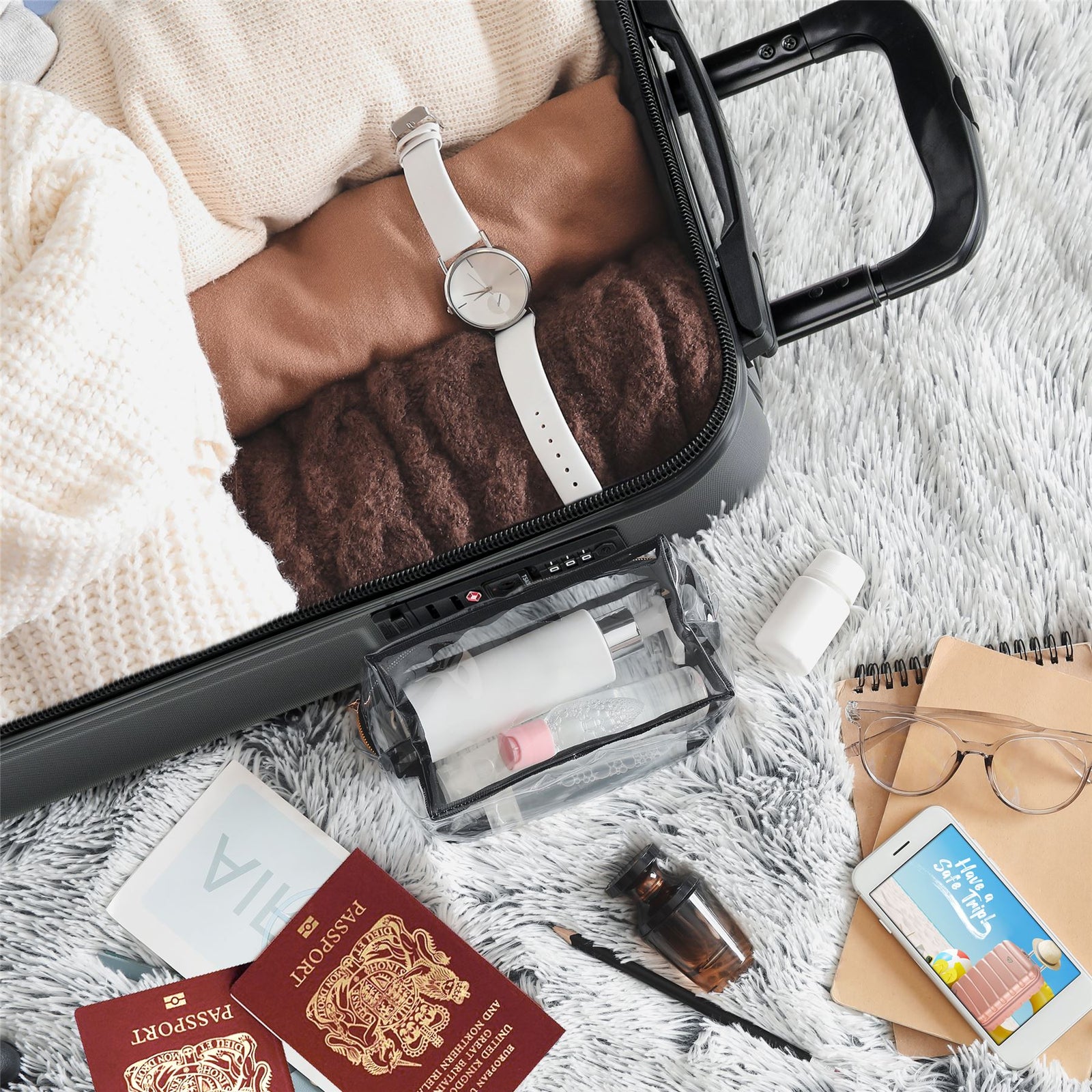 55x35x20cm Cabin Carry Bag Hard Shell Suitcase 100+ Airline Approved | Cabin | Anthracite