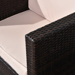 3pcs Patio Rattan Sofa Garden Furniture Set W/ Cushions | Brown