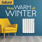 Electric Panel Heater Oil Filled Radiator Day Timer Wall Mounted Low Energy Retention Digital Thermostat Convector | 600w | White
