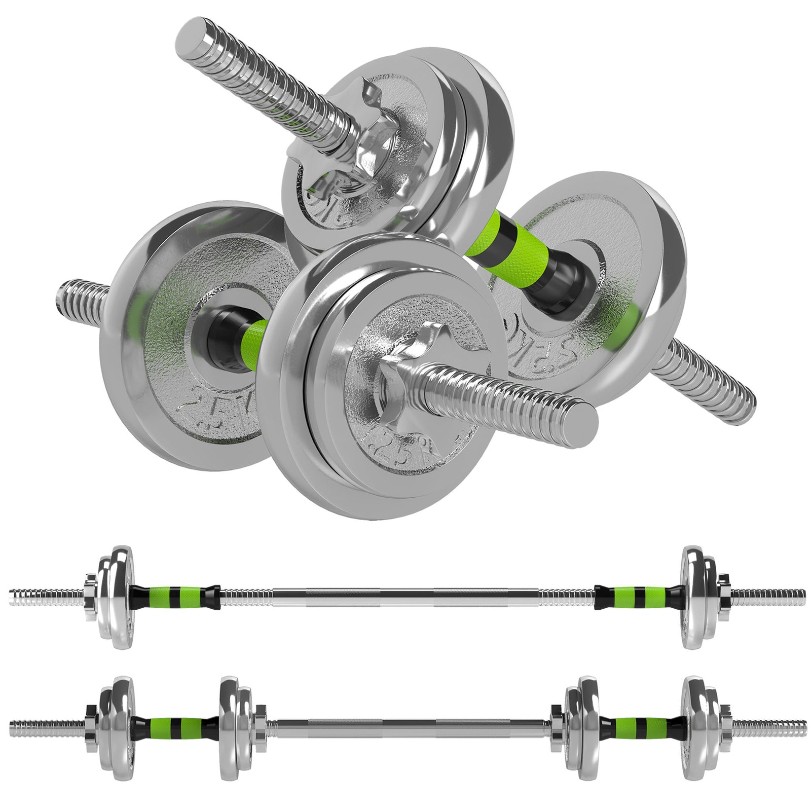 20kg Adjustable Weight Dumbbell Set, 2in1 W/ Non-slip Handle