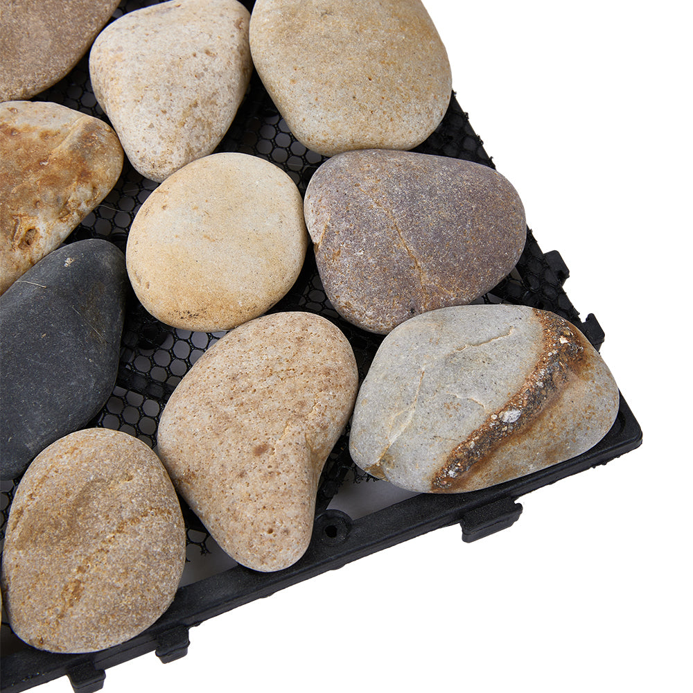 6pcs Interlocking Natural Stone Deck Tiles, 30x30cm Square Outdoor Patio Flooring, Durable Garden Pathway & Poolside Tiles | Natura