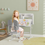 Kids Desk And Chair Set W/ Tiltable Desktop Reading Rack | Grey
