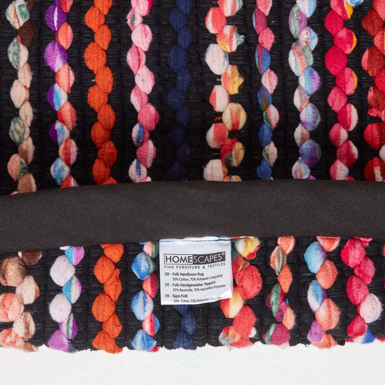 Handwoven Multi Coloured Recycled Chindi Folk Rug | 150cm | Multi Colour