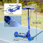 Scooter For Kids, Folding Light Up Kick Scooter With Adjustable Handle | Blue