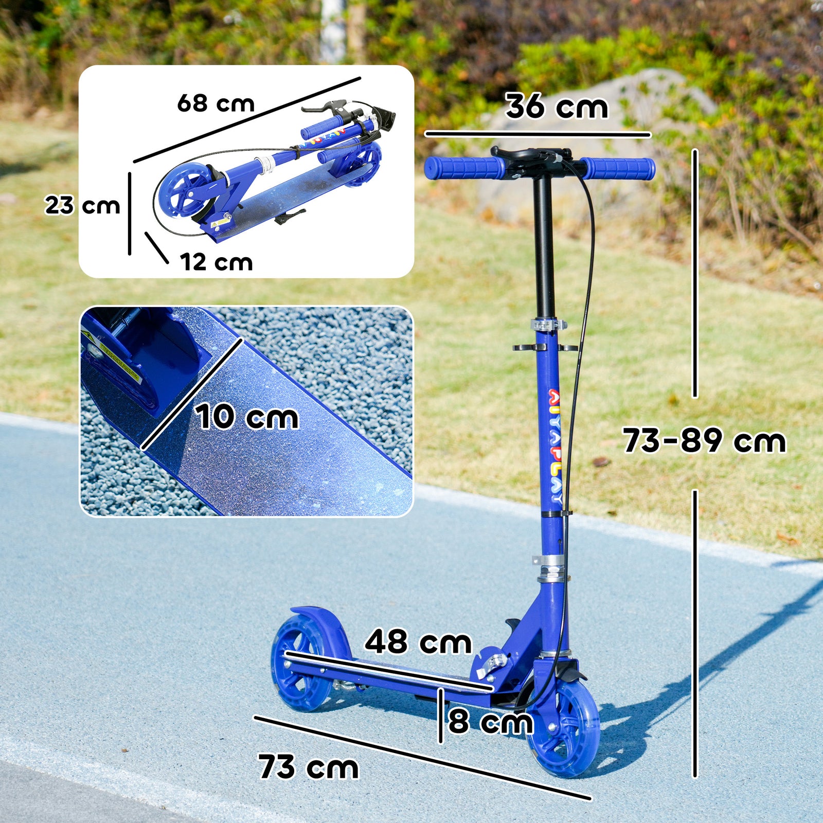 Scooter For Kids, Folding Light Up Kick Scooter With Adjustable Handle | Blue