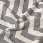 Chevron Herringbone Cotton Knitted Throw | 150cm x 200cm | Grey