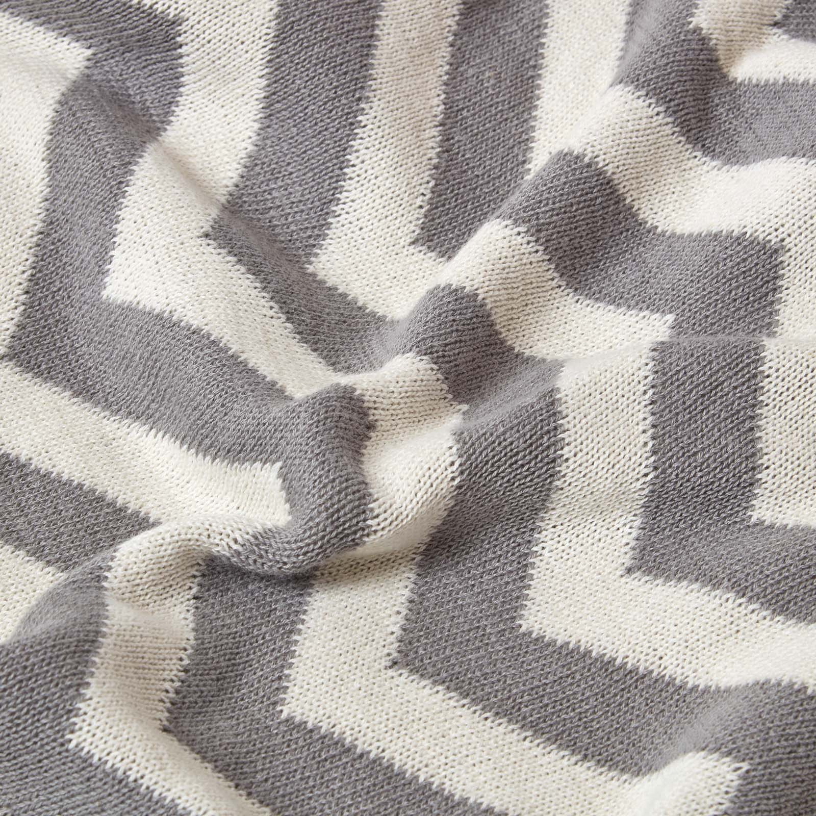 Chevron Herringbone Cotton Knitted Throw | 150cm x 200cm | Grey