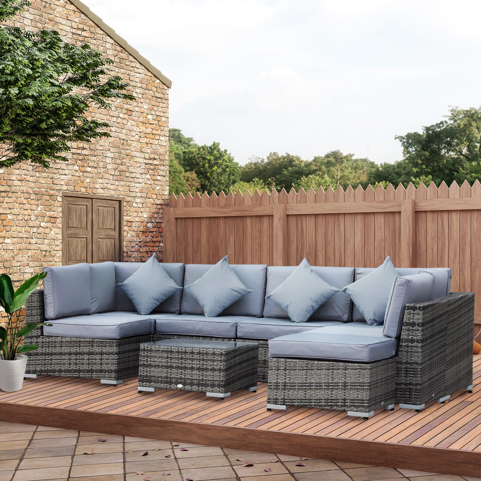 8pc Rattan Sofa Garden Furniture Aluminium Outdoor Patio Set | Gray