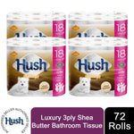 Hush Luxury 3ply Bathroom Tissue, 72 Rolls - Sheabutter Scentedcore