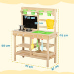 AIYAPLAY Wooden Kids Mud Kitchen With Kitchenware & Garden Tools