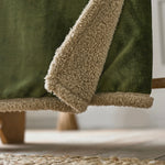 Blackbrook Ultrasoft Flannel Throw With Sherpa Back | 125cm x 150cm | Olive