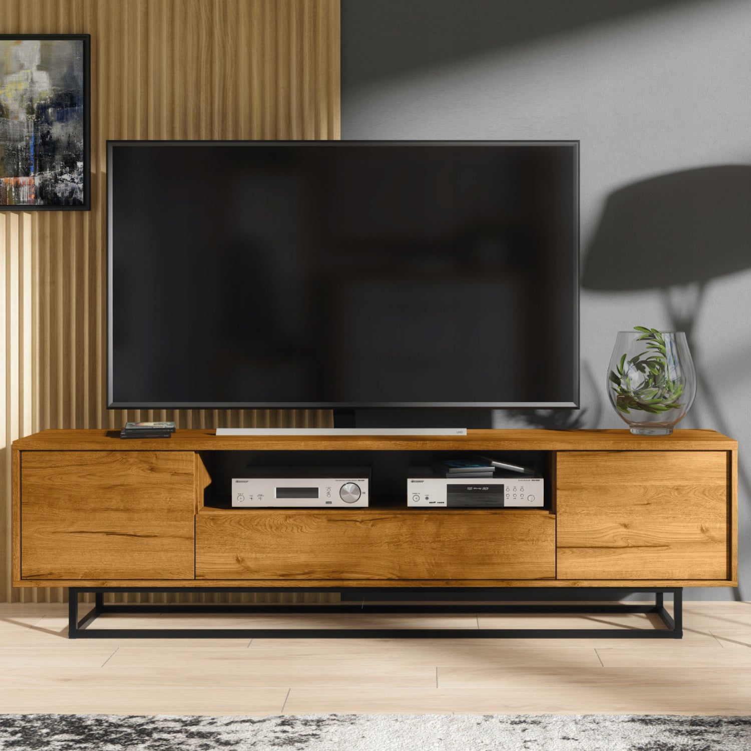 Rift Tv Unit 200cm - Oak / Rustic | Oak