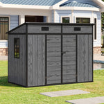 8x4ft Outdoor Plastic Storage Shed With Floor, Window, 2 Vents & Double Lockable Doors,wood Grain Design