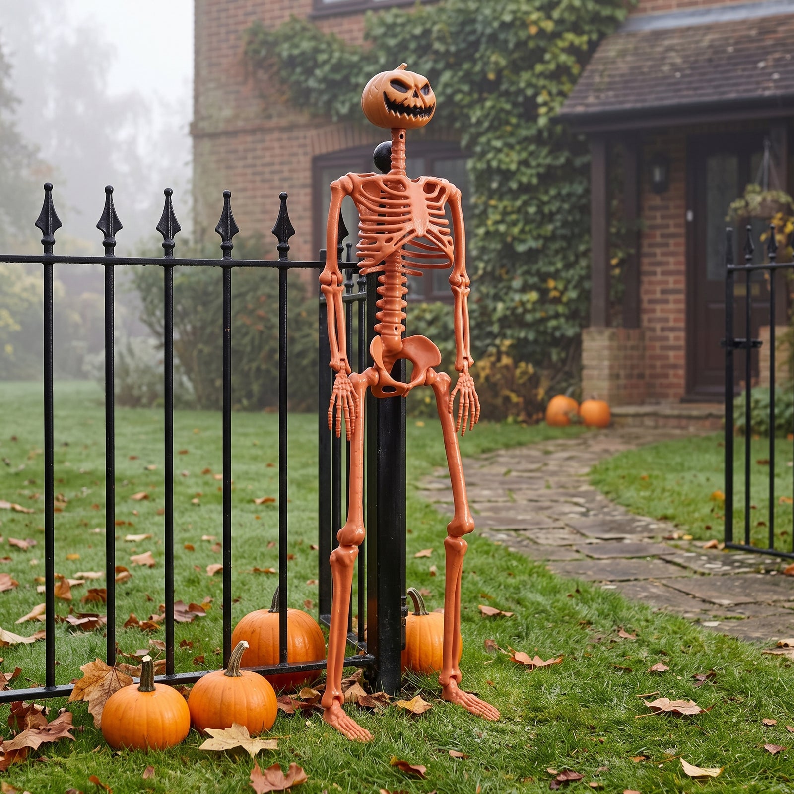 Breeins Posable Halloween Pumpkin Skeleton Decoration