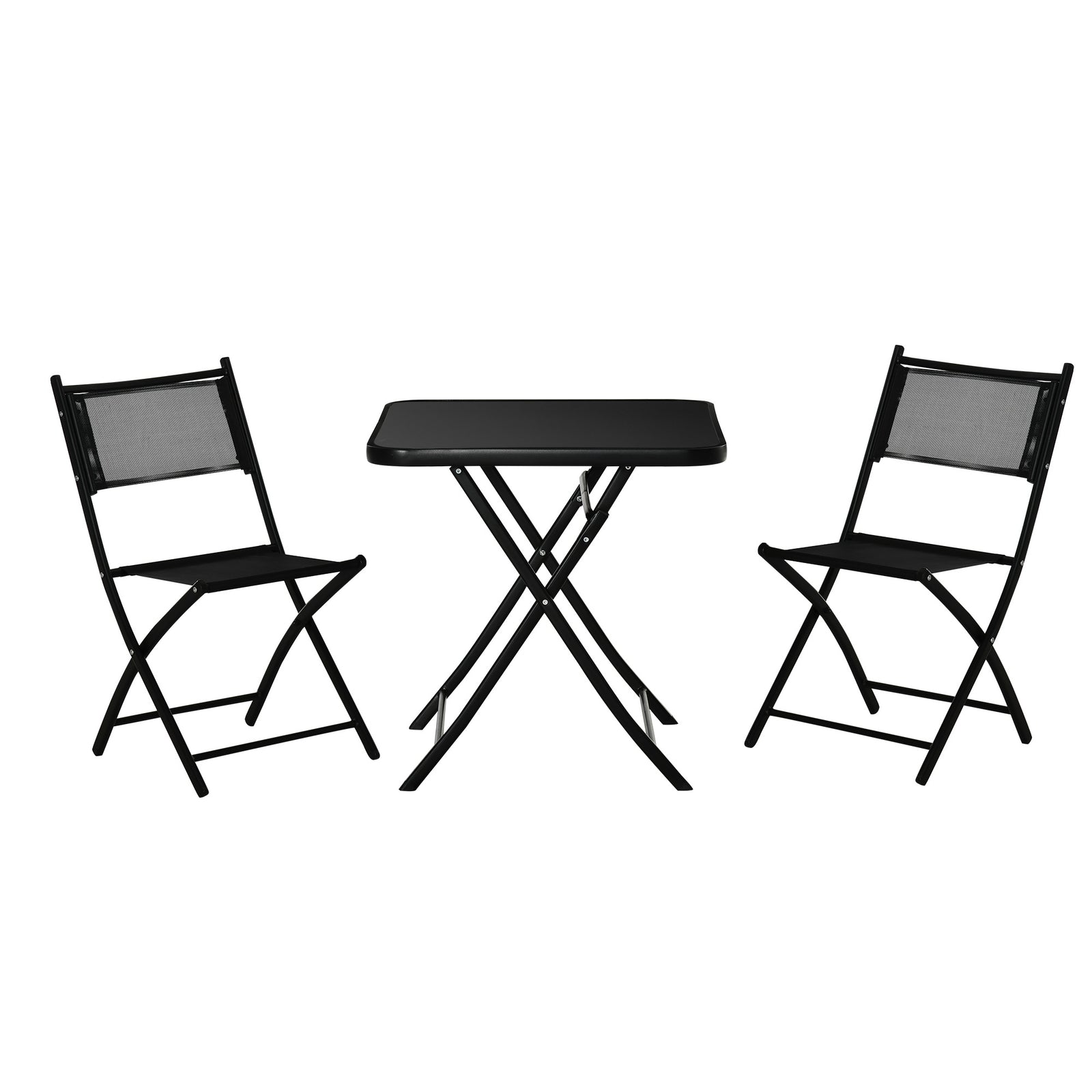 3pcs Garden Bistro Set Folding Table 2 Chairs