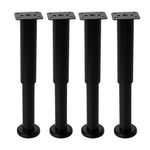 Set Of 4 Adjustable Metal Furniture Legs For Cabinet Table Feet Replacement | Medium | Black