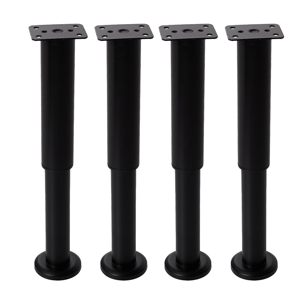 Set Of 4 Adjustable Metal Furniture Legs For Cabinet Table Feet Replacement | Medium | Black