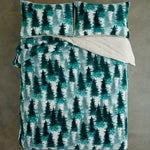Christmas Tree Fleece Duvet Cover Set With Sherpa Reverse – Festive Winter Bedding | Single | Multi