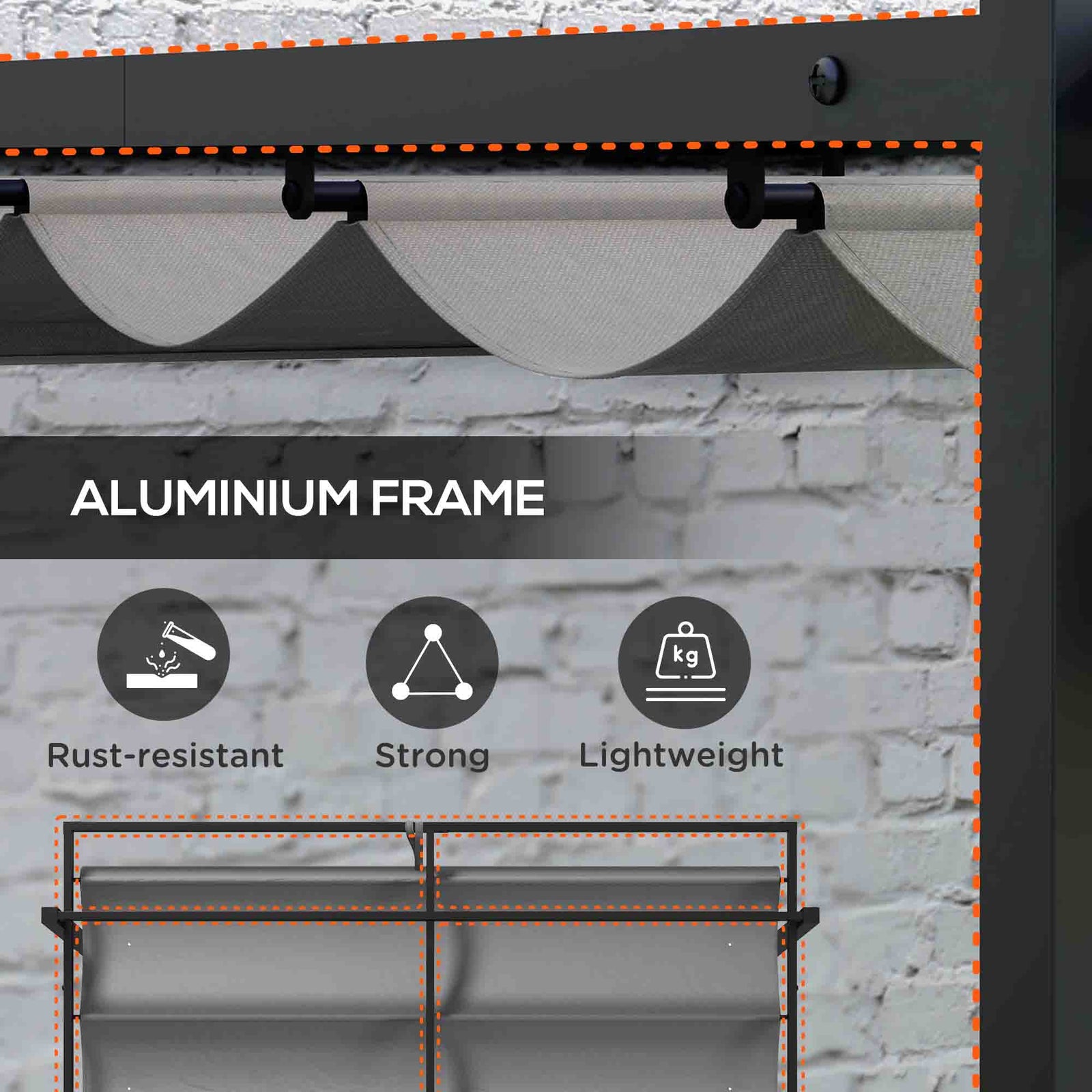 Retractable Pergola Canopy With Aluminium Frame | Medium | Dark Gray