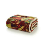 Winter Leaves Throw Rust – Cosy Sherpa Lined Leaf Print Blanket 130x170cm | 130cm x 170cm | Rust