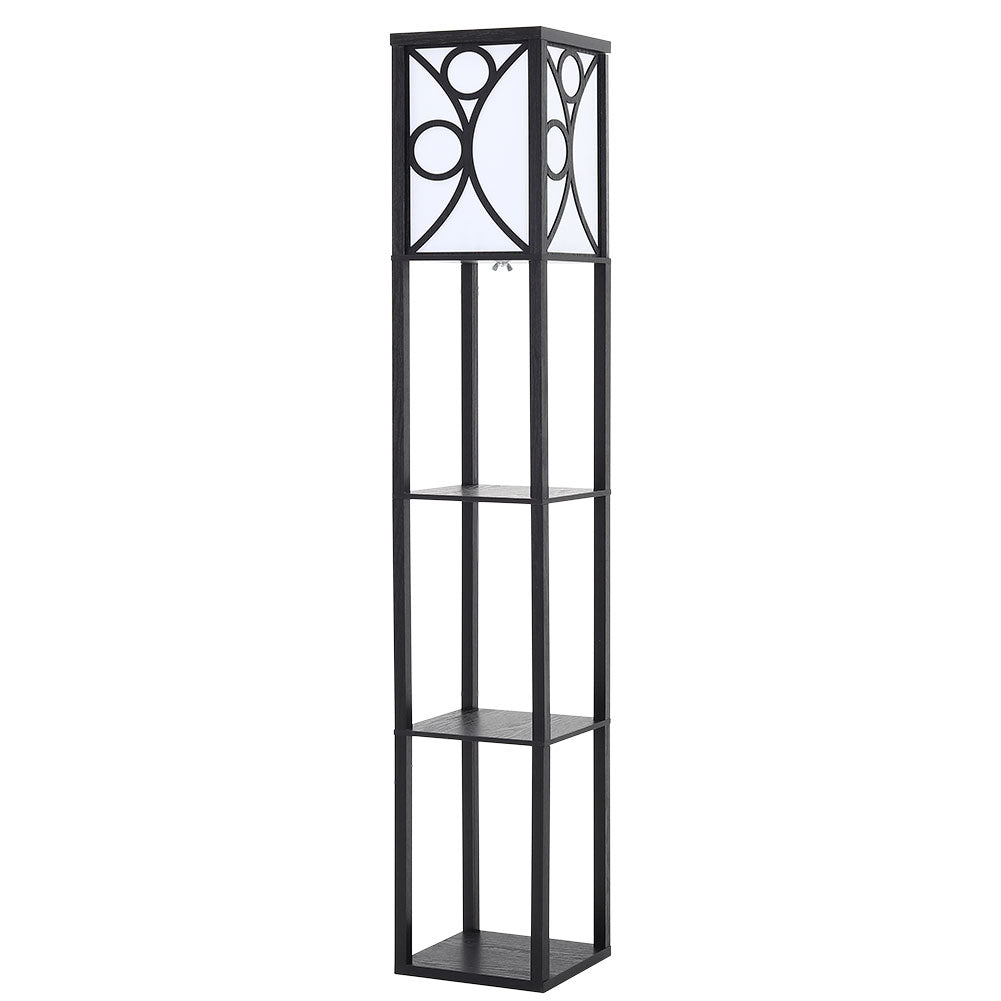 Breeins Floor Lamp Wood Standing With Storage Shelf