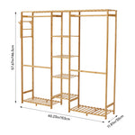 Wooden Garment Rack With Side Hooks Multi-functional Freestanding Clothes Organizer | Large | Natural