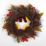 Prelit Autumn Wreath With Artificial Maple Leaves And Sunflowers
