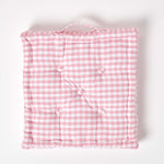 Cotton Gingham Check Floor Cushion | 50cm x 50cm | Pink