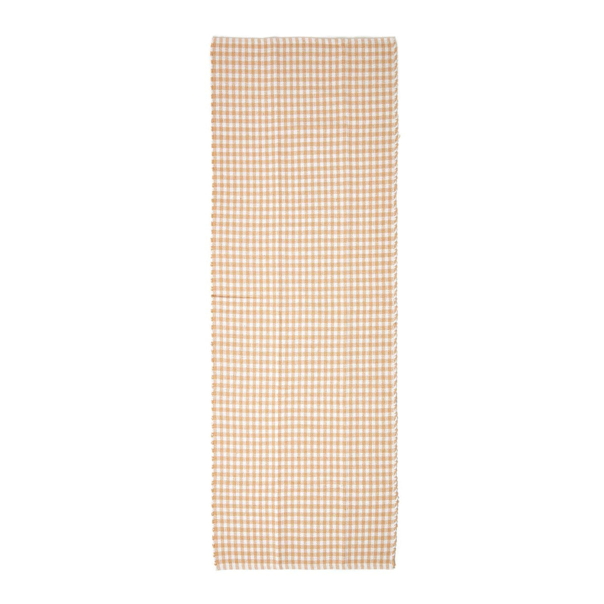 Cotton Gingham Check Rug Hand Woven | 200cm | Beige