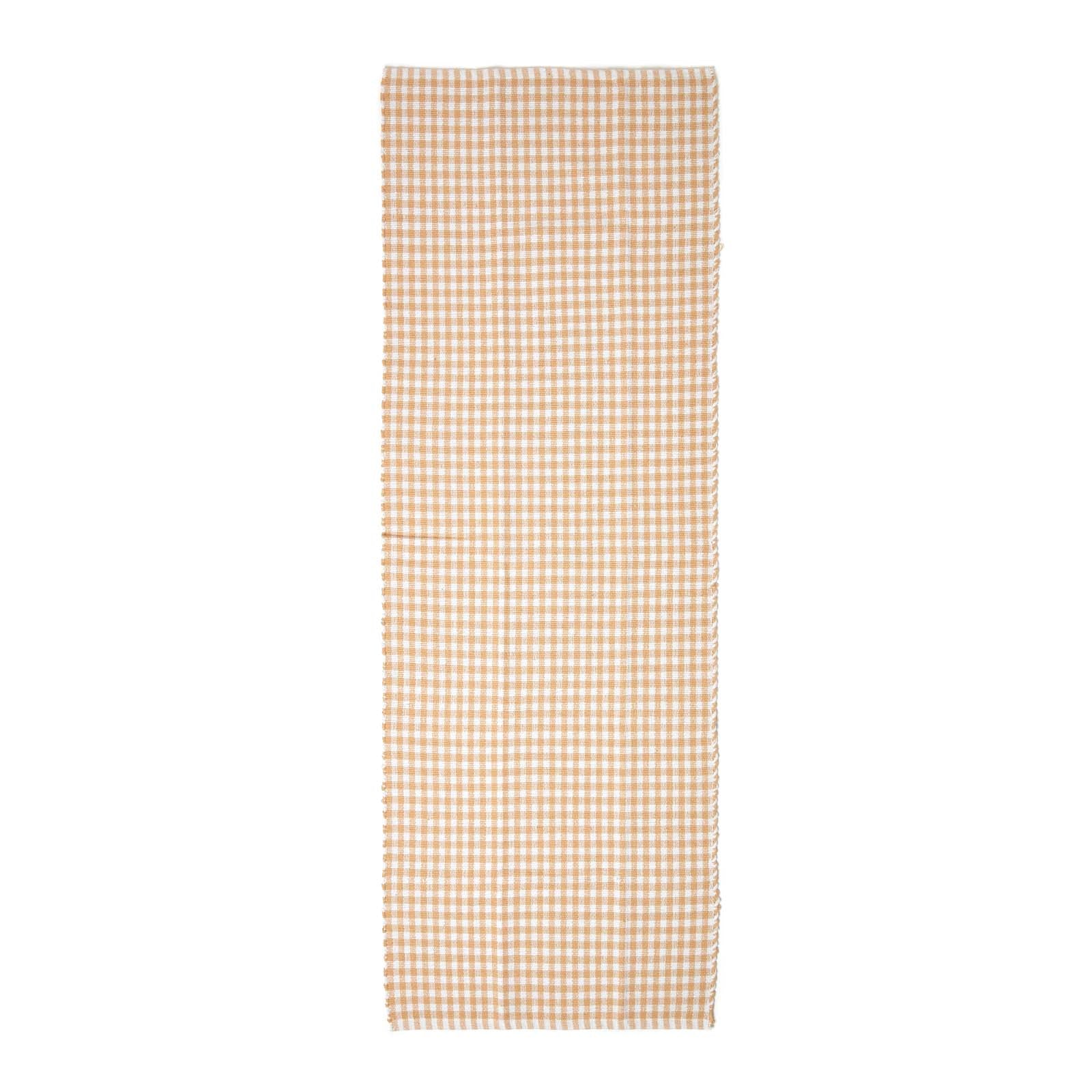 Cotton Gingham Check Rug Hand Woven | 200cm | Beige