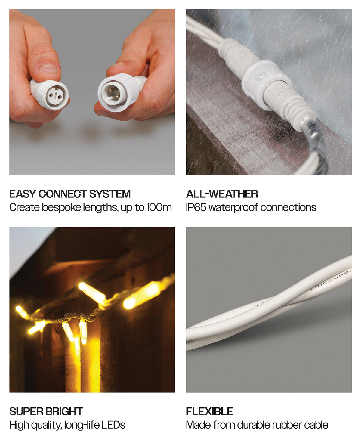 Eagle Connect Led String Lights White Rubber Warm White