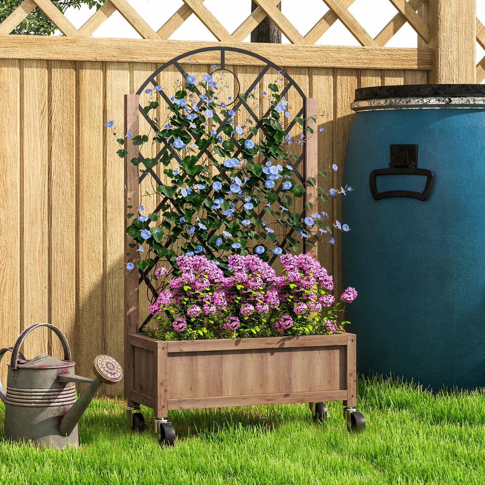 Raised Garden Bed With Metal Trellis