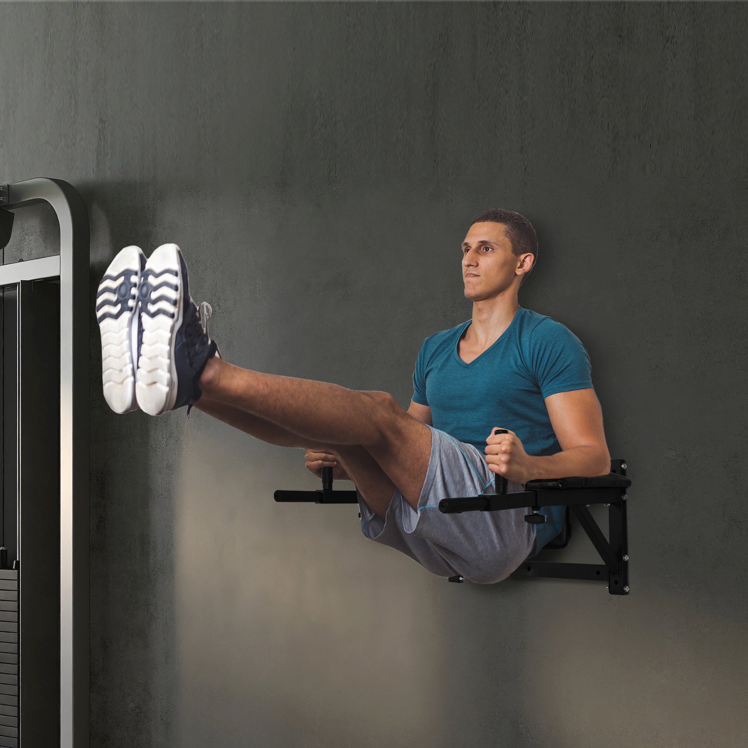 Wall Mounted Dip Station Knee Leg Raise Pull Up Rack