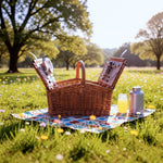 Butterfly Lidded 4 Person Fitted Farmhouse Picnic Wicker Basket
