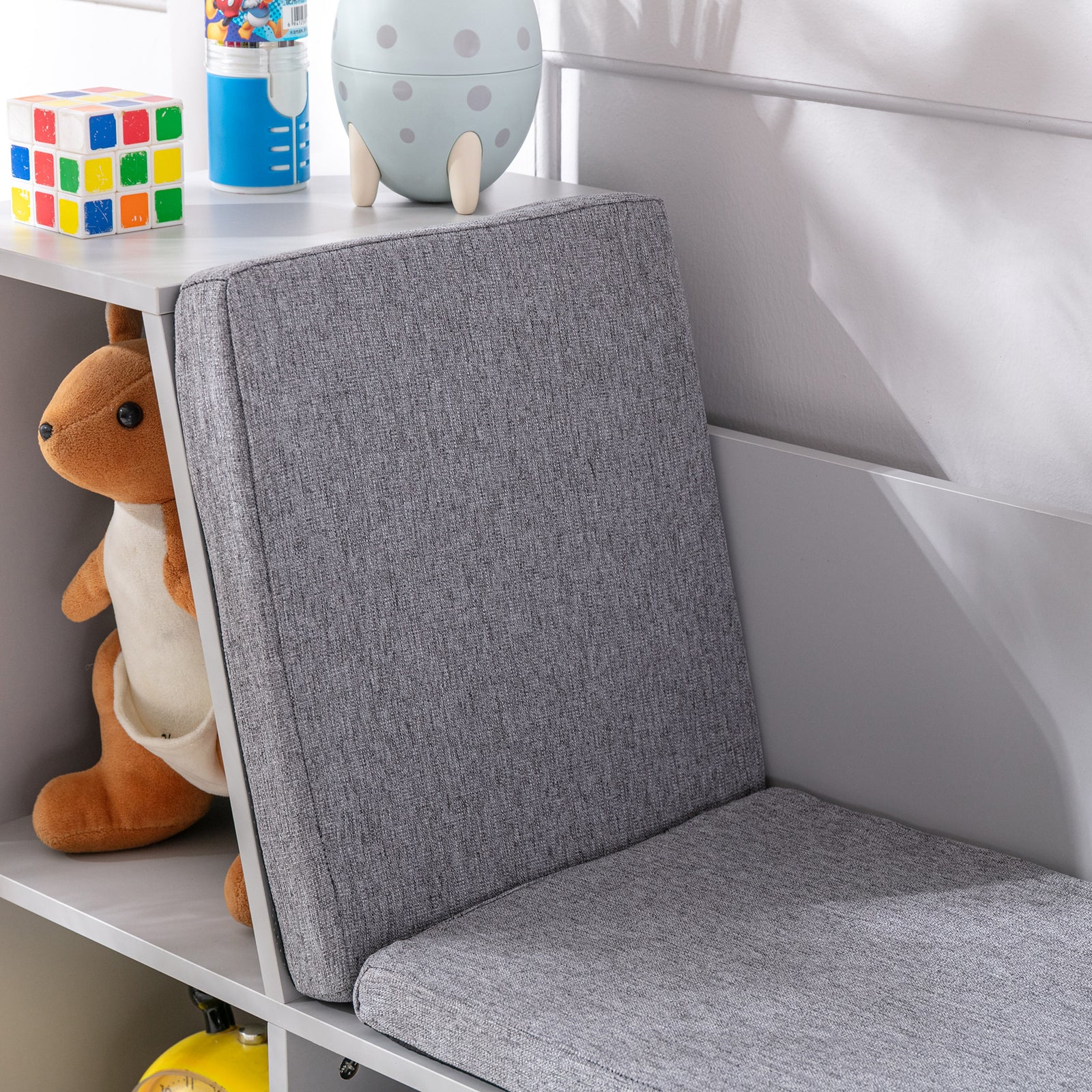 Kids Cabinet W/ Six Compartments For Toys, Clothes, Books - Grey