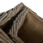 Wicker Rectangular Rope Handled Log Basket | Set of 2 | Brown