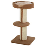2-tier Cat Kitten Resting Tree W/ Top Basket Cushion Sisal Post | Brown