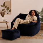 Natalia Velvet Armchair & Footstool Set | Midnight Blue