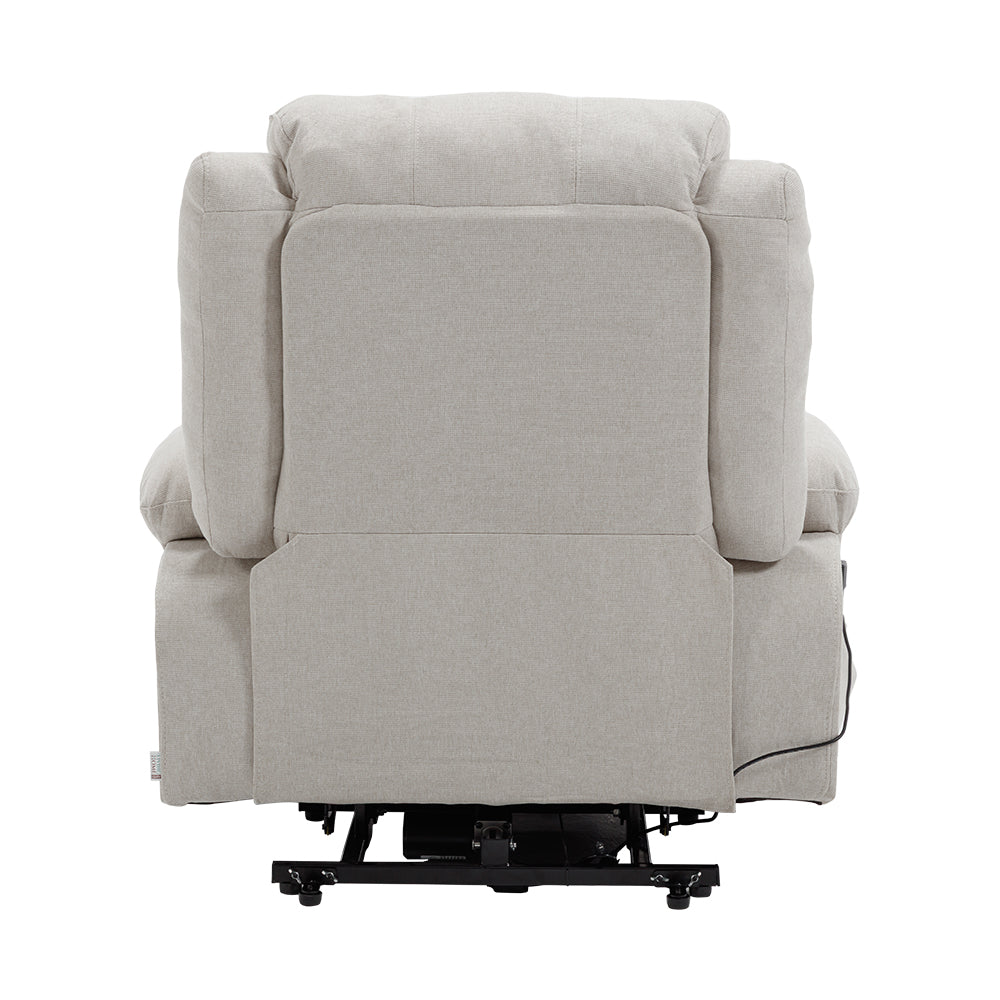 Cream Electric Recliner Chair Single-seat Sofa With Heating & Massage Function