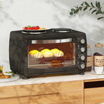 HOMCOM 36l Countertop Toaster Oven With 2 Hot Plates, Grill, Roast