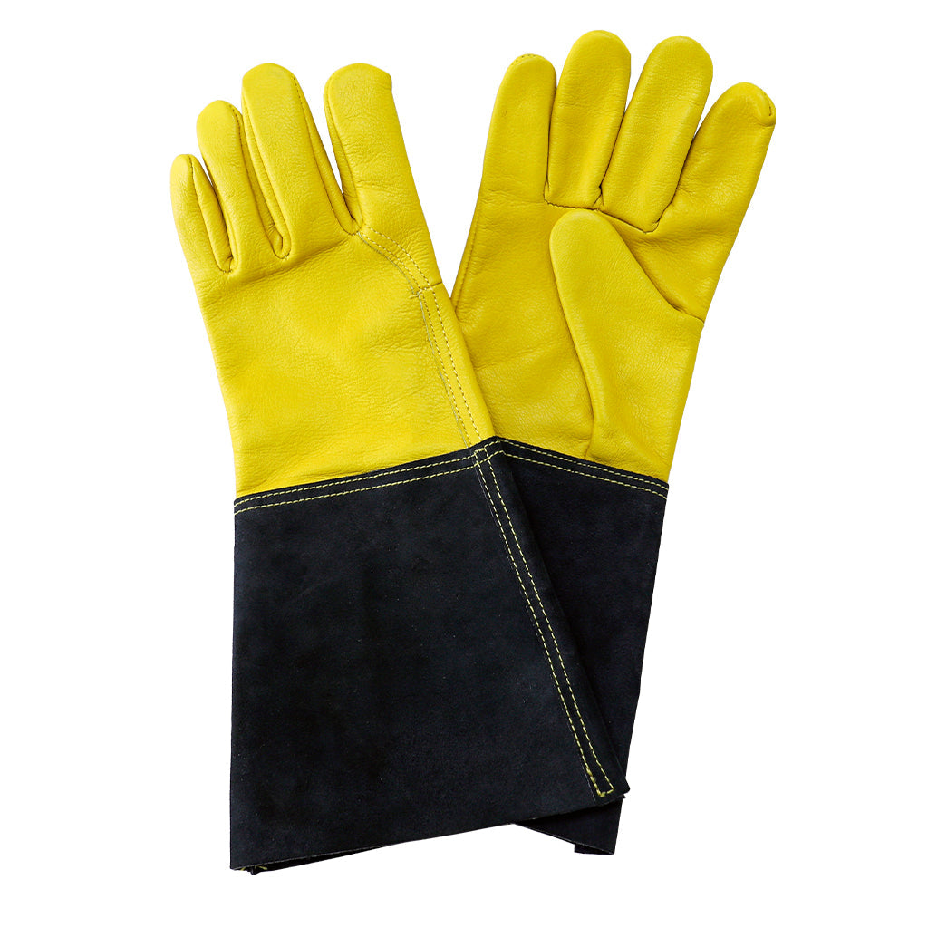 Luxury Leather Gauntlet Gloves, Golden Yellow | Large | Yellow