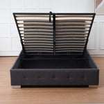 The Oslo Charcoal Linen Tufted Ottoman Bed Frame | Double | Charcoal