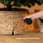Natural Round Hyacinth Tree Skirt By Christmas Village Handcrafted Design