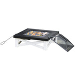 Square Fire Pit Table W/ Grill Shelf, 86cm