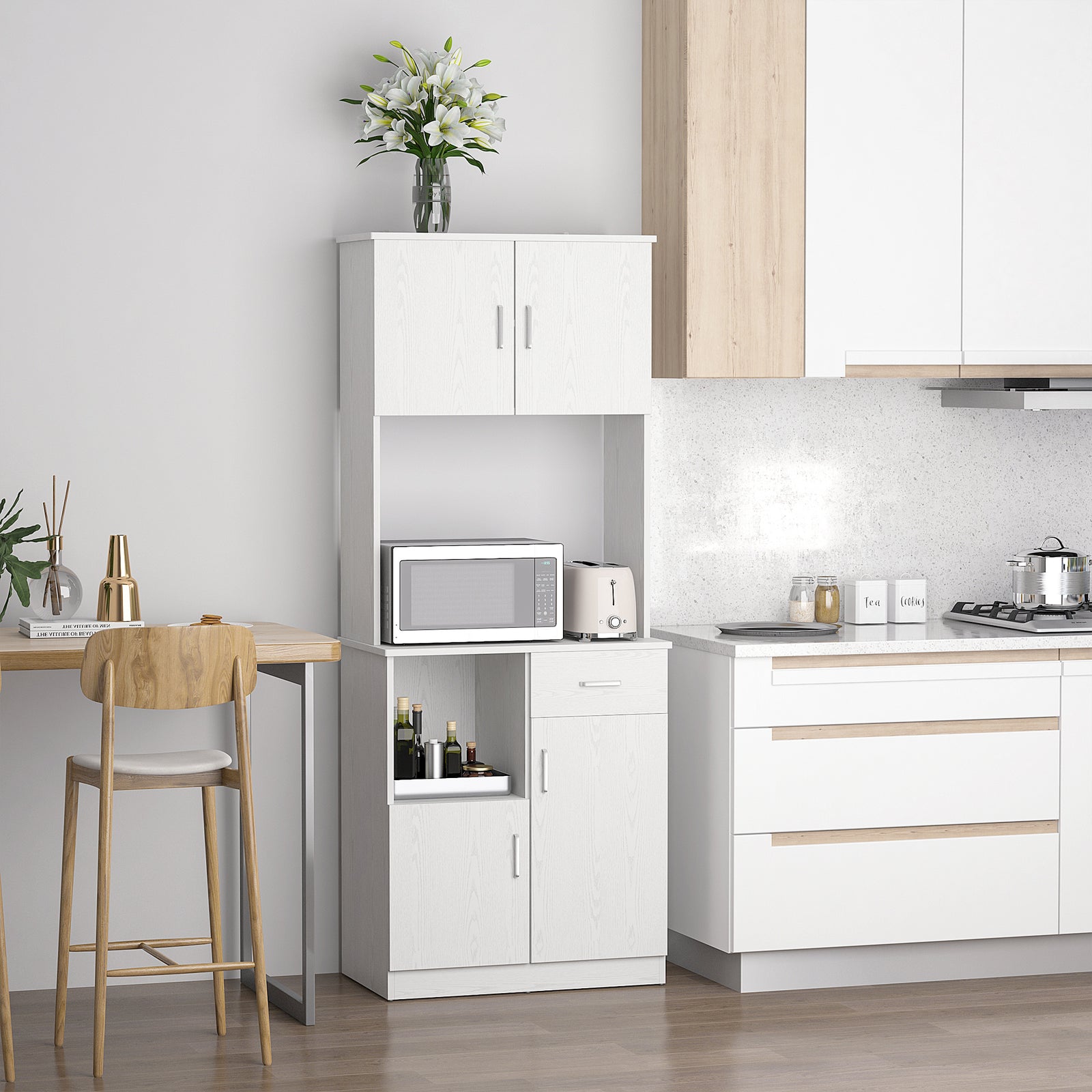 Modern Kitchen Cupboard With Microwave Shelf